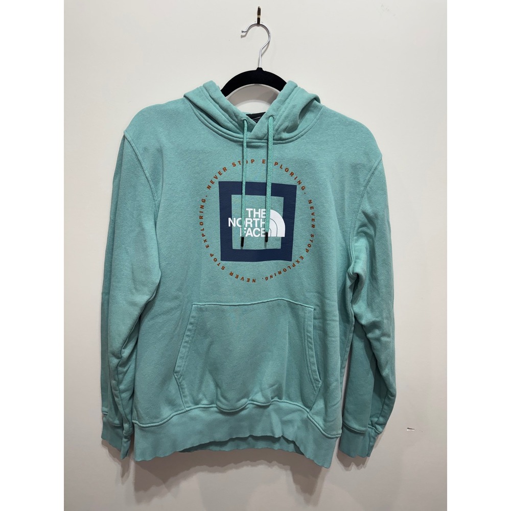 The North Face Mens Never Stop Exploring Graphic Hoodie Mint Green Teal Medium